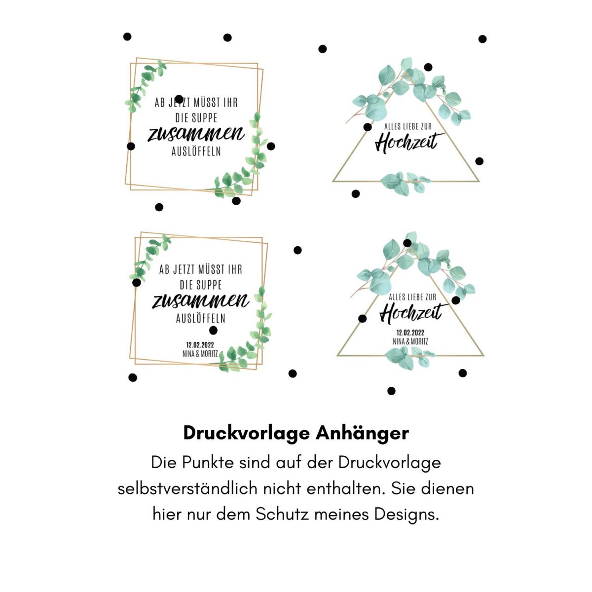 Geschenkanhänger "Hochzeitssuppe" zum ausdrucken und editieren.