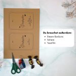 Für die Dankeskarte mit Riesen-Bonbons braucht man außerdem Riesen-Bonbons, eine Schere und ein bisschen Tesafilm.