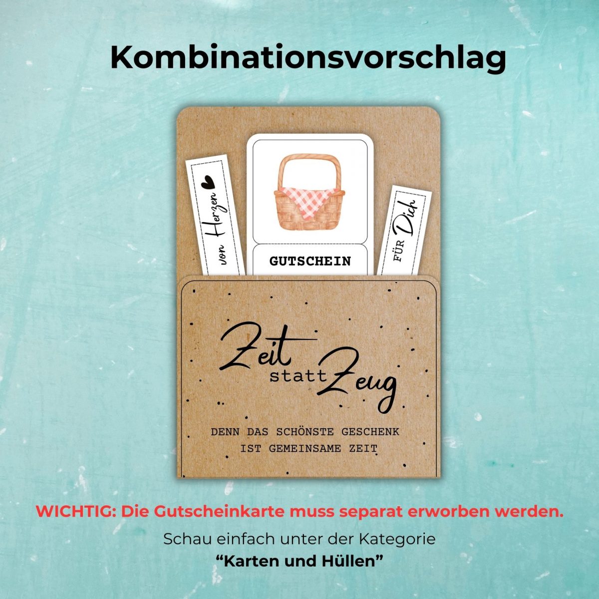 Picknickgutschein zum downloaden. Der Gutschein kann mit einer Gutscheinkarte kombiniert werden, auf der steht "Zeit statt Zeug. Denn das schönste Geschenk ist gemeinsame Zeit."