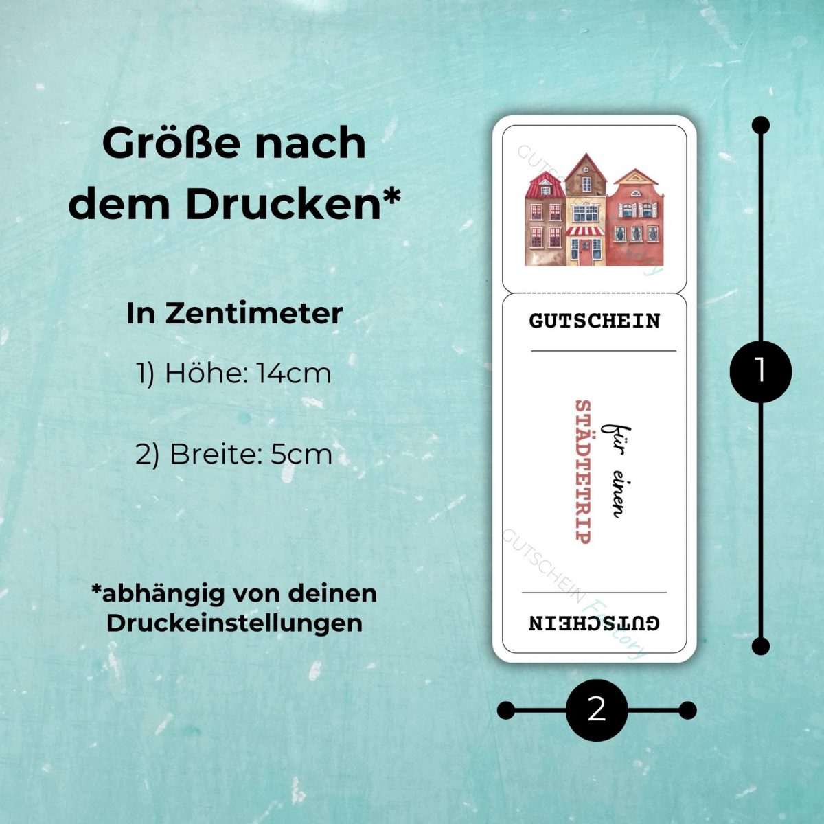 Der Gutschein Städtetrip hat nach dem Drucken die Maße 14cm x 5cm - abhängig von deinen Druckeinstellungen!