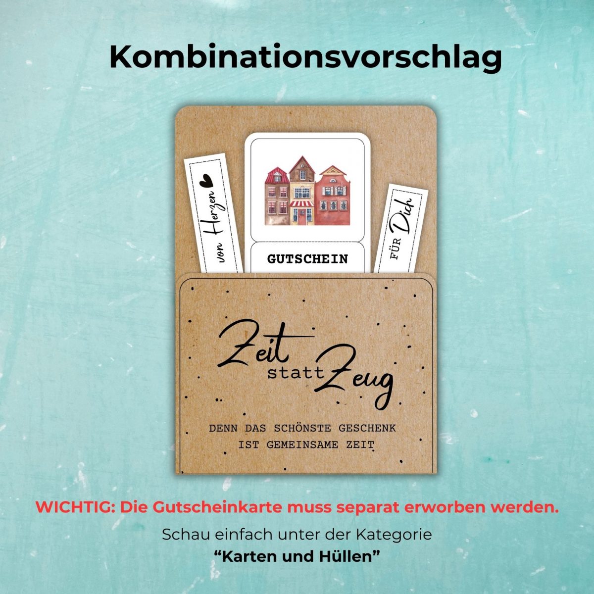 Gutschein Städtetrip zum downloaden. Der Gutschein kann mit einer Gutscheinkarte kombiniert werden, auf der steht "Zeit statt Zeug. Denn das schönste Geschenk ist gemeinsame Zeit."