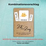 Gutschein Camping Wochenende ausdrucken und basteln – einfach kombinieren mit einer Gutscheinkarte, auf der steht "Zeit statt Zeug. Denn das schönste Geschenk ist gemeinsame Zeit." Wichtig: Die Gutscheinkarte muss separat erworben werden.