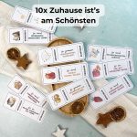 Adventskalender zum Ausdrucken mit Gutscheinideen für gemütliche Stunden daheim – z. B. Basteln, Vorlesen, heiße Schokolade oder Weihnachtskarten gestalten.