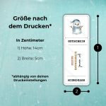 Weihnachts-Gutschein Druckvorlage mit Maßangaben: Höhe 14 cm, Breite 5 cm (abhängig von den Druckeinstellungen)