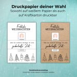 Verwende für das "Fröhliche Weihnachten" Gutscheinposter ein Druckpapier deiner Wahl. Du kannst sowohl auf weißem Papier als auch auf Kraftkarton drucken.