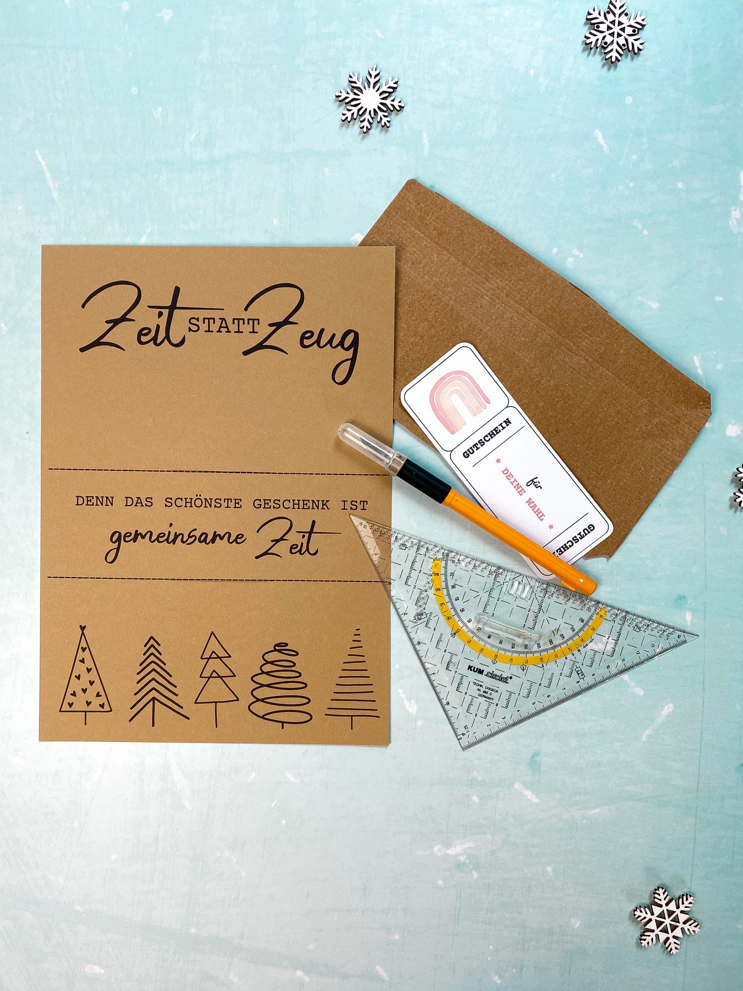 An Weihnachten zeit schenken leicht gemacht mit nur drei Bastelmaterialien.