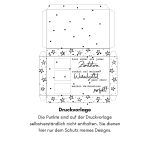 Digitale Druckvorlage einer DIY Verpackung mit Sternenrand und Weihnachtsbotschaft „bist süßer als jeder Zimtstern“. Schwarze Punkte dienen als Designschutz. Ideal zum Basteln einer Schokoladenverpackung zum Ausdrucken.