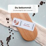 Gutschein Frühstücken Druckvorlage als PDF zum Downloaden. Auf dem Frühstücken-Gutschein sind eine Tasse Kaffee und ein Croissant im Aquarellstil abgebildet.
