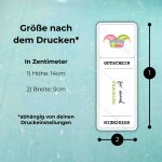 Die Karneval Gutschein Vorlage hat nach dem Drucken die Maße 14cm x 5cm – abhängig von deinen Druckeinstellungen!