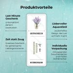 Produktvorteile der Kräuterwanderung Gutschein Vorlage: Last Minute Geschenk – unkompliziert daheim ausdrucken; Zeit statt Zeug – Kreatives Geschenk für gemeinsame Lieblingsmomente; Liebevoller Aquarellstil – zauberhaftes Design, das Lust auf mehr macht; Individuelle Verpackung – mit passenden Gutscheinkarten und -hüllen kombinierbar