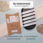 Individuelle Gutscheinverpackung mit persönlicher Note. Die Druckvorlage enthält die Hülle oder Karte und 5 Einstecker. Auf ihnen steht „Für Dich, Für Euch, nur eine Kleinigkeit, vielen Dank, von Herzen“.