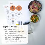 Druckvorlagen, Einwegglas, Schere und Süßigkeiten als Materialübersicht für ein Promotion Geschenk zum Basteln – DIY Vorlage für Glasetiketten und Kuchenstecker.